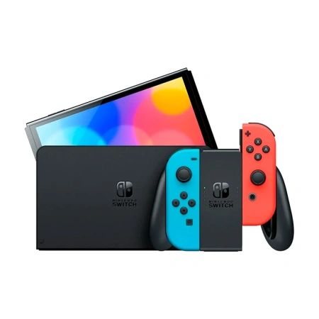 Портативная игровая приставка Nintendo Switch OLED сине-красный