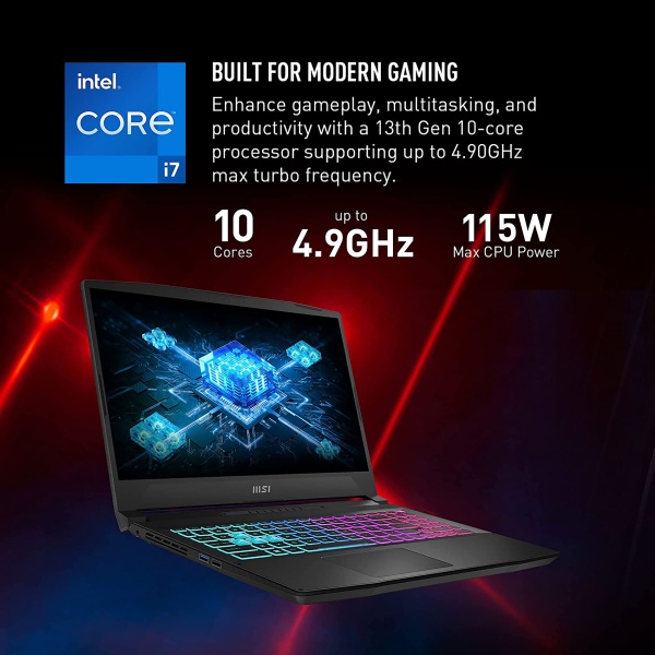 Ноутбук MSI Katana 15.6" 1920x1080 144Hz FHD IPS (Intel Core i7-13620H, 64GB RAM DDR5, 2TB SSD, NVIDIA GeForce RTX 4070, Windows 11) B13VGK-484US