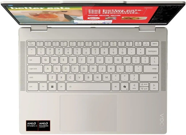 Ноутбук Lenovo Yoga 7 2-in-1 14AKP10 14" Touch 1920x1200 WUXGA OLED TS ( AMD Ryzen AI 5 340 , 16GB RAM LPDDR5X, 512GB  SSD, AMD Radeon 840M, Windows 11) 83JR00002US