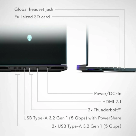 Ноутбук Dell Alienware 16 Area-51 16" 2560x1600 QHD+ 240Hz IPS (Intel Core Ultra 9 290HX Plus, 32GB DDR5, 1TB SSD, NVIDIA GeForce RTX 5090 24GB, Windows 11 Home) AA16250